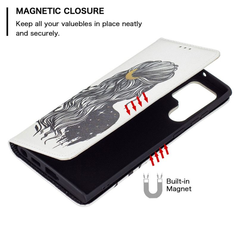 Folio Cover Samsung Galaxy S22 Ultra 5G Custodia in pelle Bei Capelli
