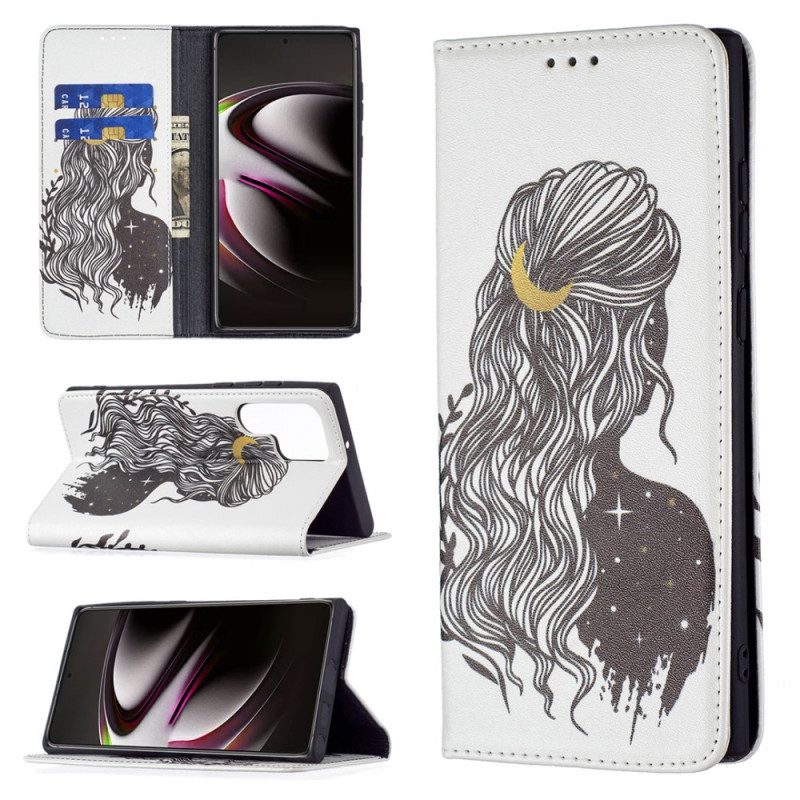 Folio Cover Samsung Galaxy S22 Ultra 5G Custodia in pelle Bei Capelli