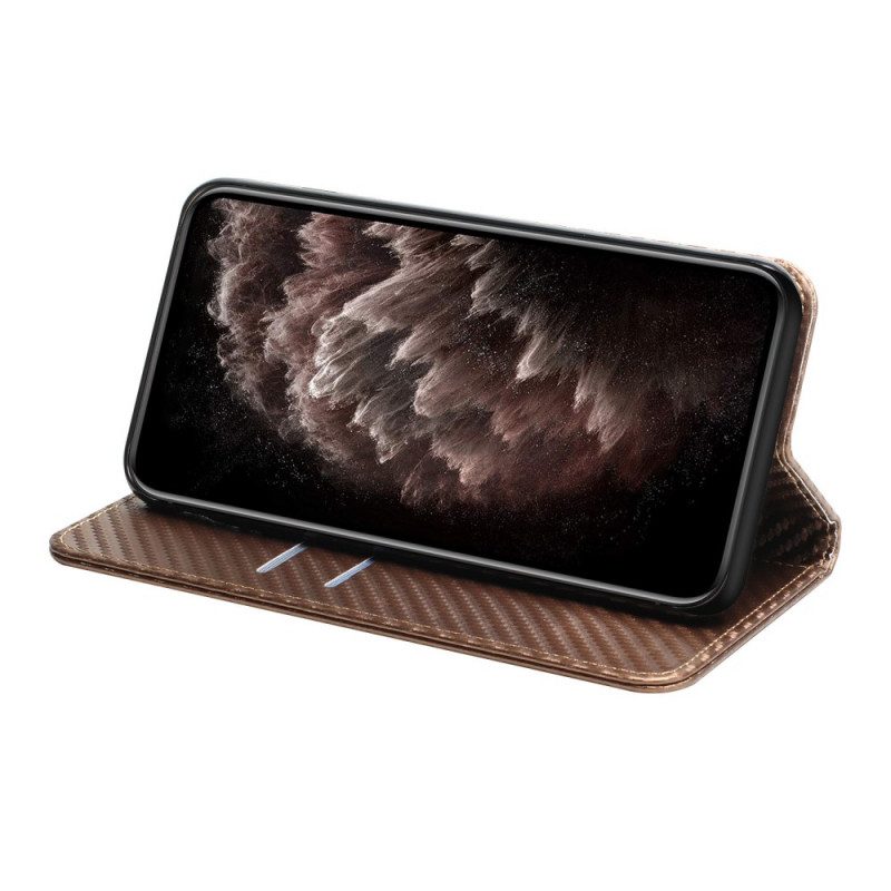 Folio Cover Samsung Galaxy S22 Ultra 5G Custodia in pelle Cinturino In Fibra Di Carbonio