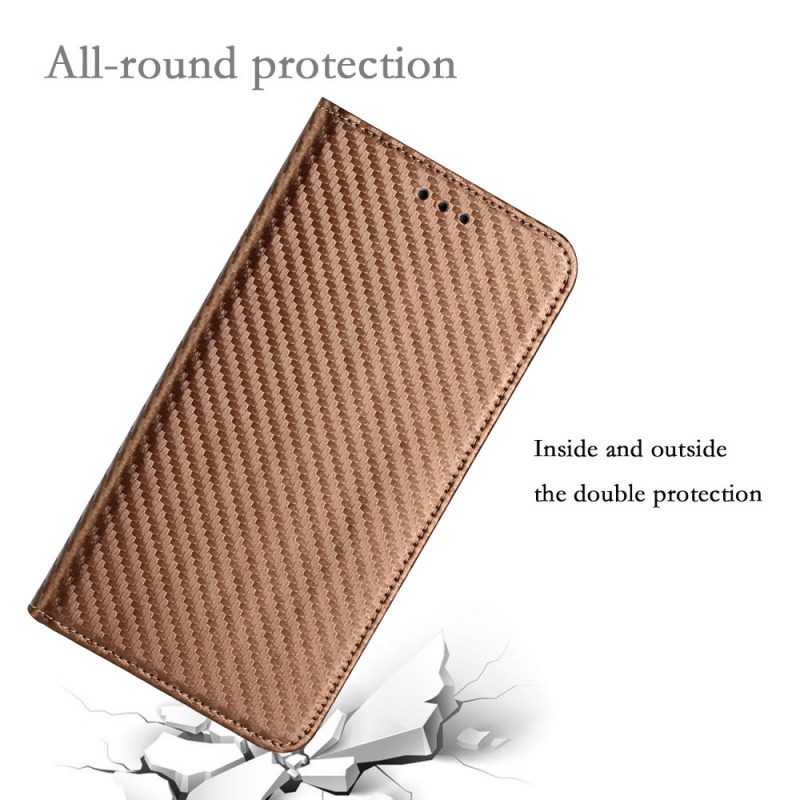Folio Cover Samsung Galaxy S22 Ultra 5G Custodia in pelle Cinturino In Fibra Di Carbonio