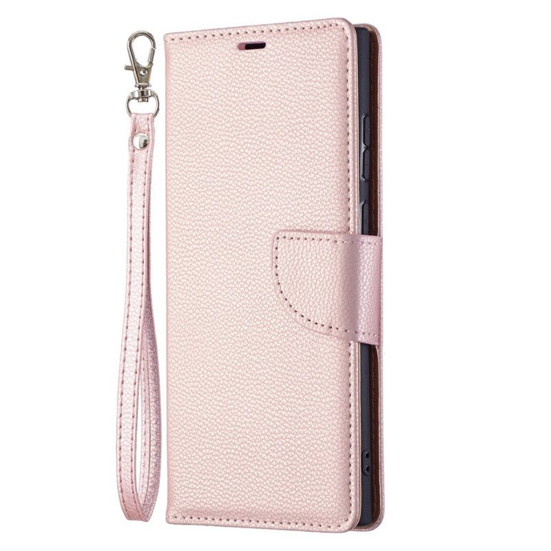 Folio Cover Samsung Galaxy S22 Ultra 5G Custodia in pelle Litchi Rabat Obliquo