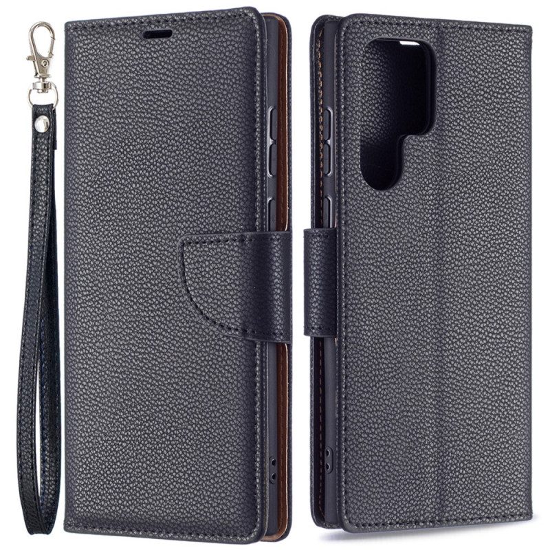 Folio Cover Samsung Galaxy S22 Ultra 5G Custodia in pelle Litchi Rabat Obliquo