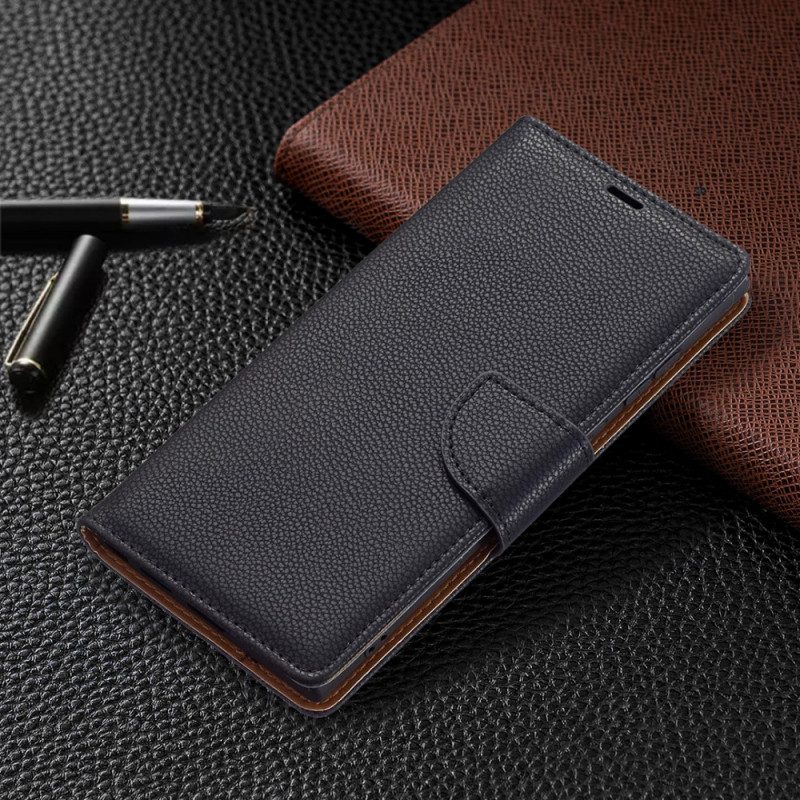 Folio Cover Samsung Galaxy S22 Ultra 5G Custodia in pelle Litchi Rabat Obliquo