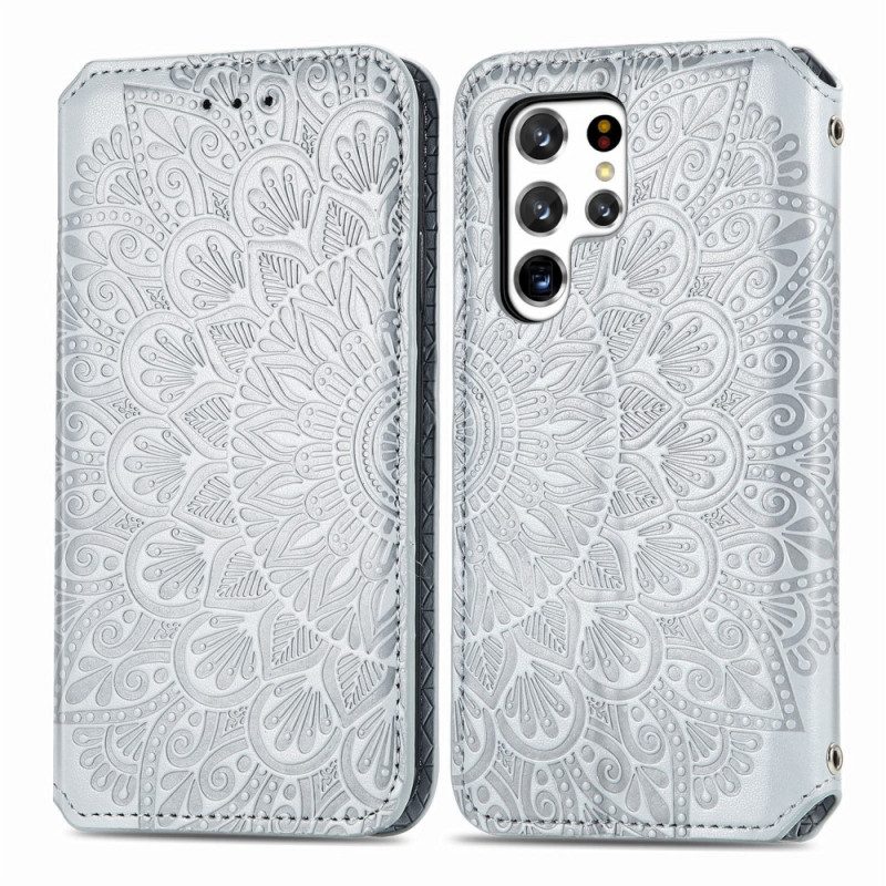 Folio Cover Samsung Galaxy S22 Ultra 5G Custodia in pelle Mandala