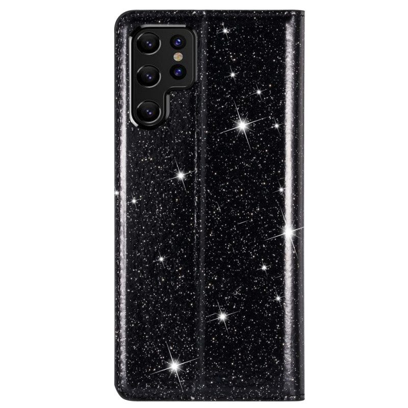 Folio Cover Samsung Galaxy S22 Ultra 5G Custodia in pelle Stile Paillettes