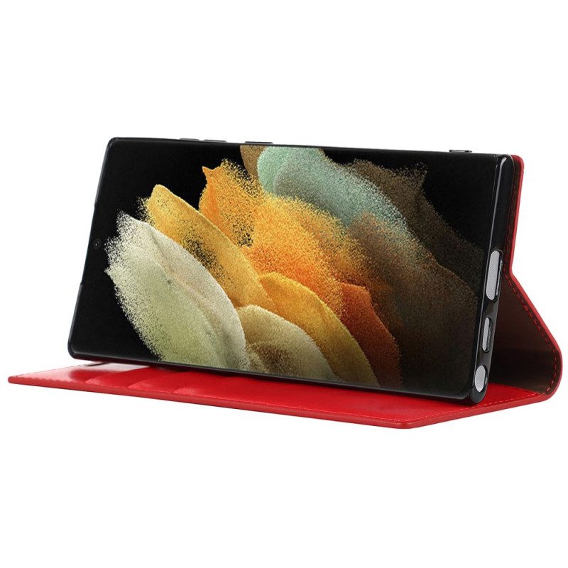 Folio Cover Samsung Galaxy S22 Ultra 5G Custodia in pelle Pelle Vera