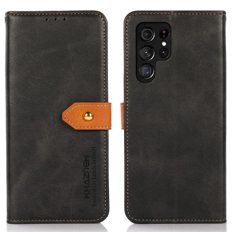 Folio Cover Samsung Galaxy S22 Ultra 5G Ecopelle Con Cinturino Khazneh