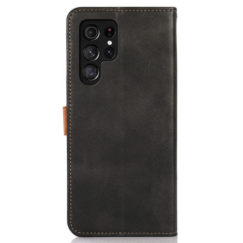 Folio Cover Samsung Galaxy S22 Ultra 5G Ecopelle Con Cinturino Khazneh