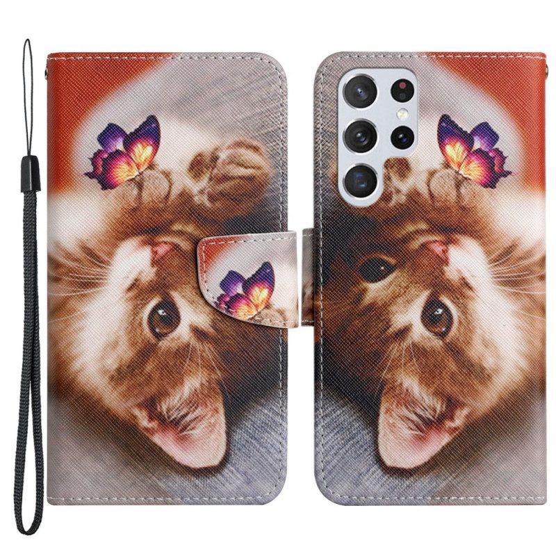 Folio Cover Samsung Galaxy S22 Ultra 5G Il Mio Gattino E La Mia Farfalla