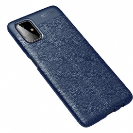 Cover Samsung Galaxy M51 Doppia Linea Litchi Effetto Pelle