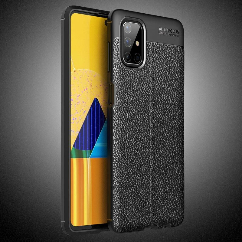 Cover Samsung Galaxy M51 Doppia Linea Litchi Effetto Pelle
