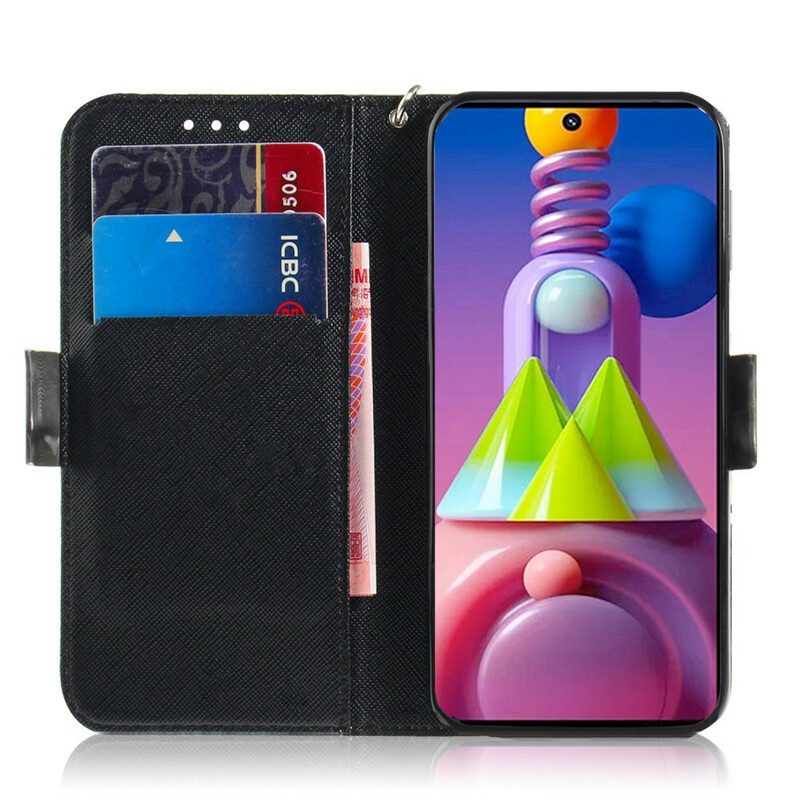 Custodia A Portafoglio Samsung Galaxy M51 Gatto Grigio Con Cinturino