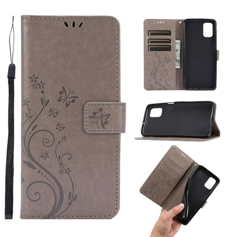 Custodia in pelle Samsung Galaxy M51 Perizoma Farfalle E Fiori