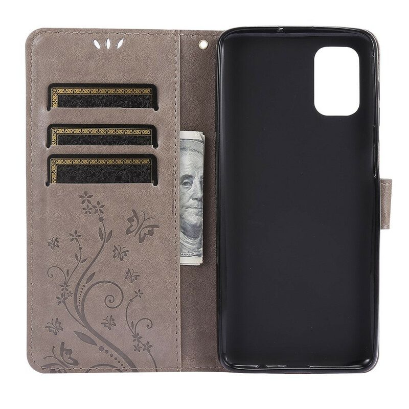 Custodia in pelle Samsung Galaxy M51 Perizoma Farfalle E Fiori