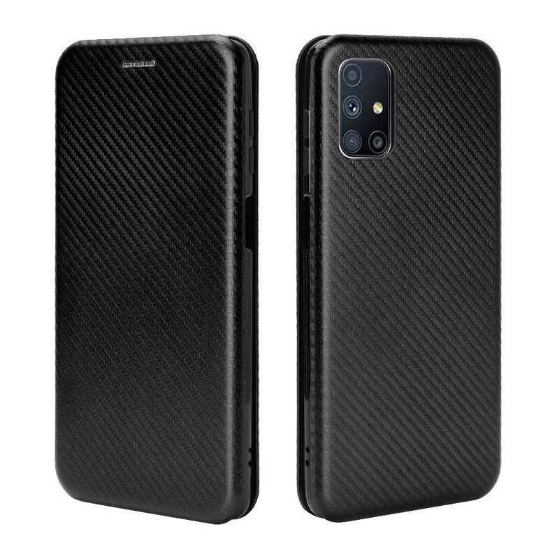 Folio Cover Samsung Galaxy M51 Custodia in pelle Fibra Di Carbonio