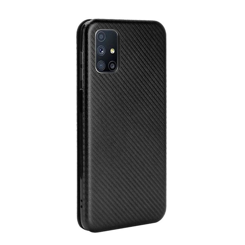 Folio Cover Samsung Galaxy M51 Custodia in pelle Fibra Di Carbonio