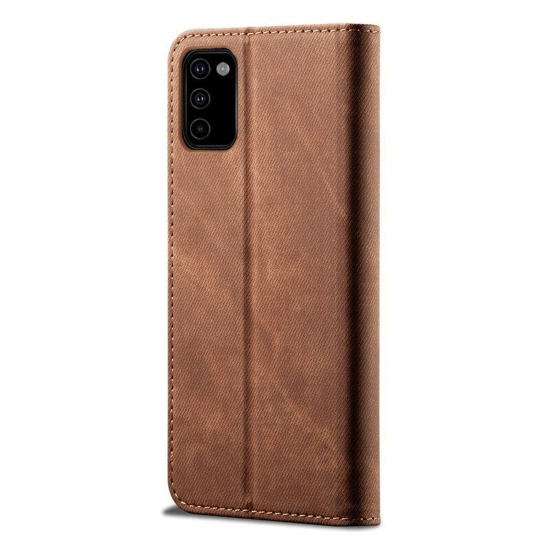 Folio Cover Samsung Galaxy M51 Custodia in pelle Tessuto Denim