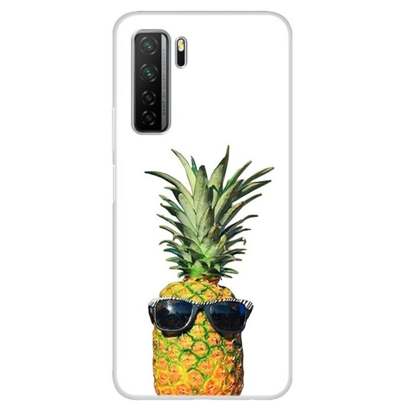 Cover Huawei P40 Lite 5G Ananas Trasparente Con Occhiali