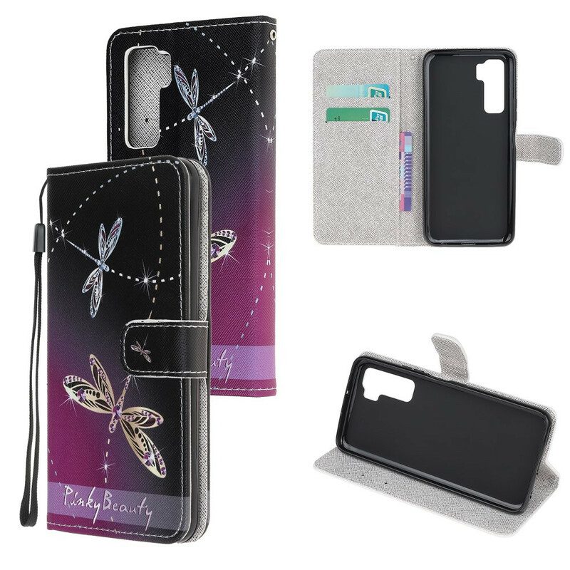 Custodia A Portafoglio Huawei P40 Lite 5G Libellule Strappy