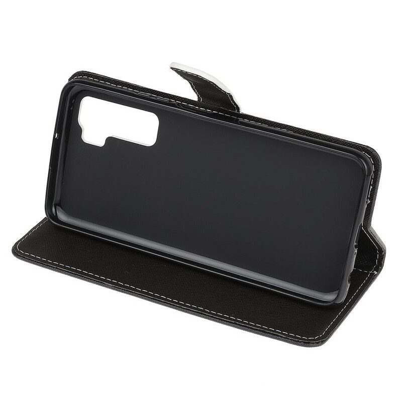 Custodia A Portafoglio Huawei P40 Lite 5G Lupo In Inverno Con Cordino