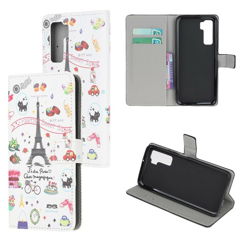 Custodia in pelle Huawei P40 Lite 5G Amo Parigi