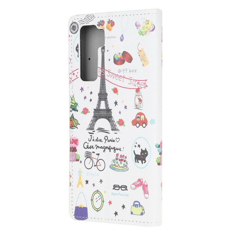 Custodia in pelle Huawei P40 Lite 5G Amo Parigi