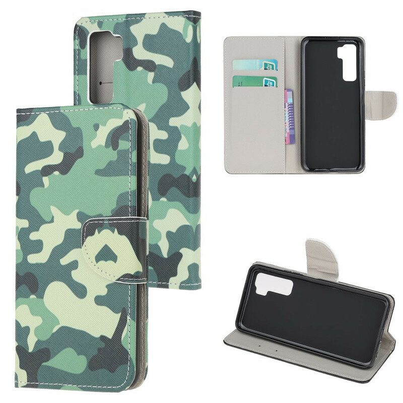 Custodia in pelle Huawei P40 Lite 5G Camuffamento Militare