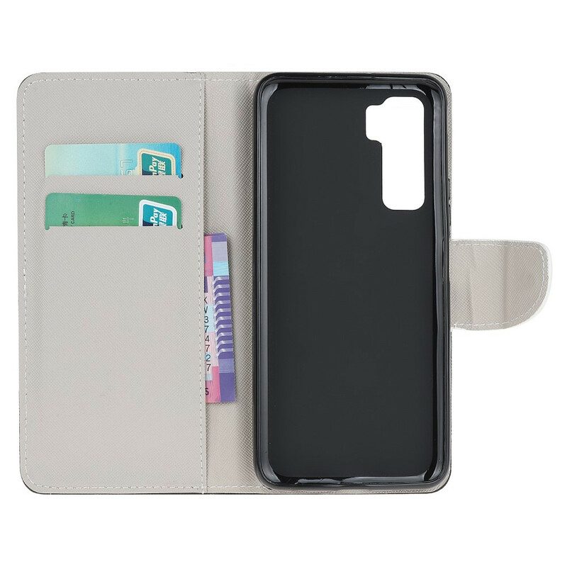 Custodia in pelle Huawei P40 Lite 5G Camuffamento Militare