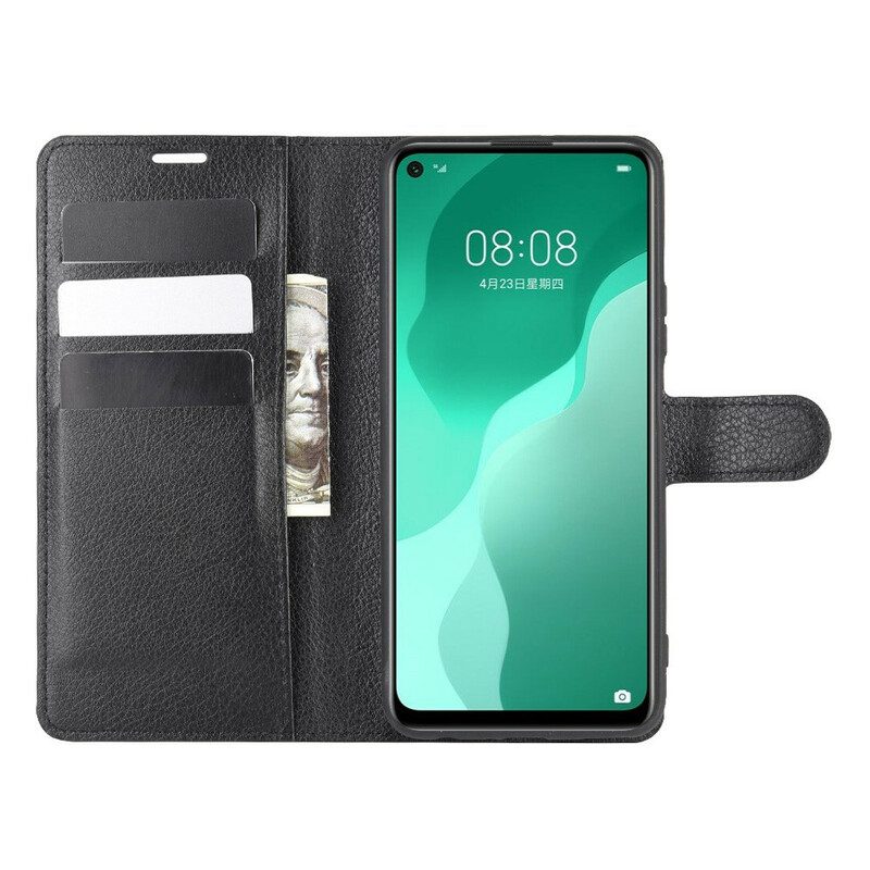 Custodia in pelle Huawei P40 Lite 5G Classica Ecopelle Litchi