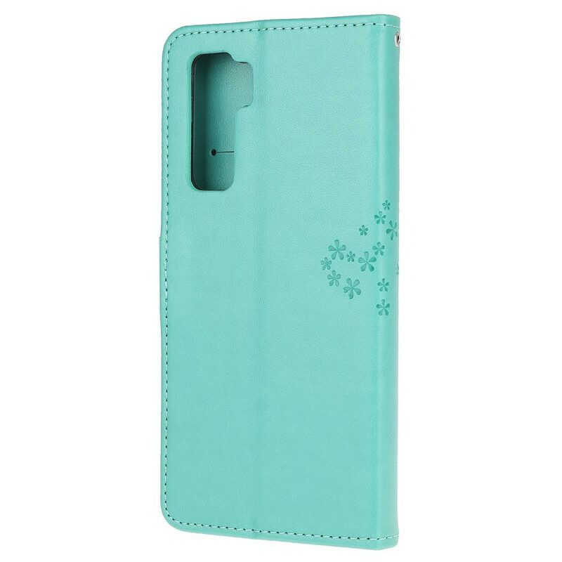 Custodia in pelle Huawei P40 Lite 5G Perizoma Albero E Gufi