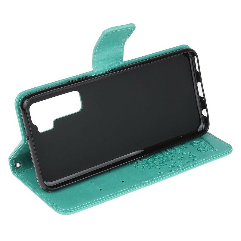 Custodia in pelle Huawei P40 Lite 5G Perizoma Albero E Gufi