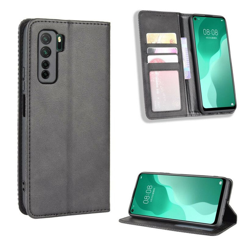 Folio Cover Huawei P40 Lite 5G Custodia in pelle Effetto Pelle Vintage Stilizzato