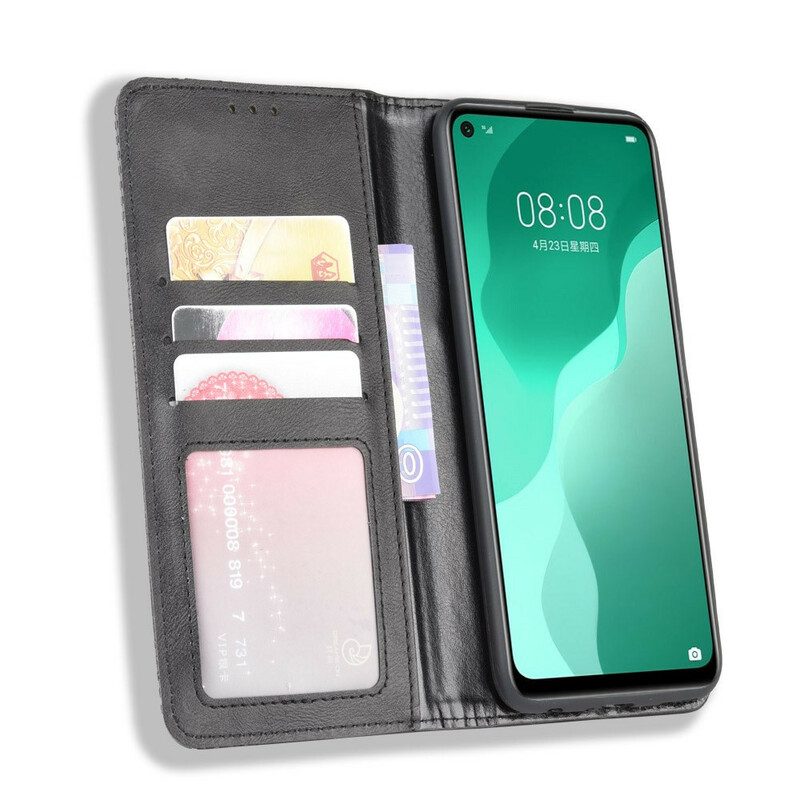 Folio Cover Huawei P40 Lite 5G Custodia in pelle Effetto Pelle Vintage Stilizzato