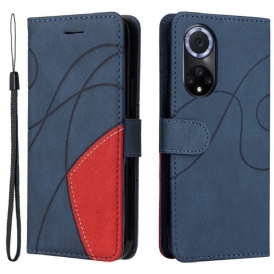 Custodia in pelle Huawei Nova 9 Ecopelle Firmata Bicolore