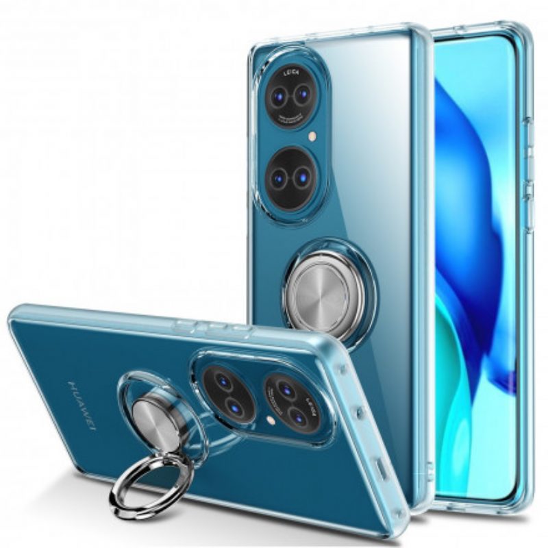 Cover Huawei P50 Anello In Metallo Semplice Trasparente