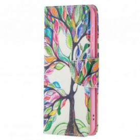 Custodia in pelle Huawei P50 Albero Colorato