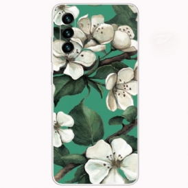Cover Samsung Galaxy A13 5G / A04s Fiori Bianchi Dipinti