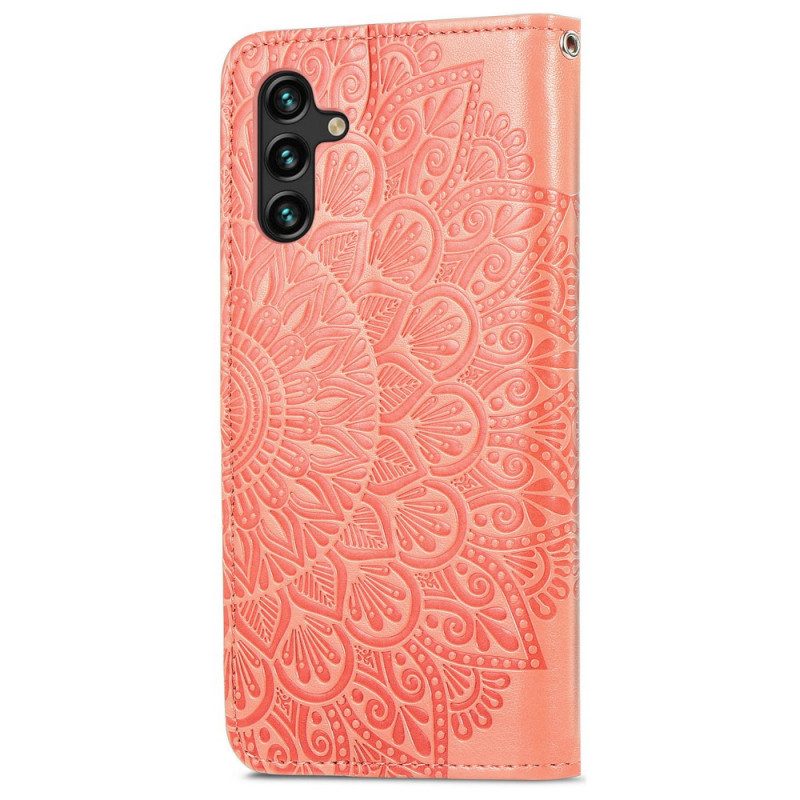Custodia A Portafoglio Samsung Galaxy A13 5G / A04s Foglie Tribali