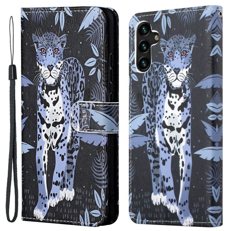 Custodia A Portafoglio Samsung Galaxy A13 5G / A04s Leopardo Con Spalline