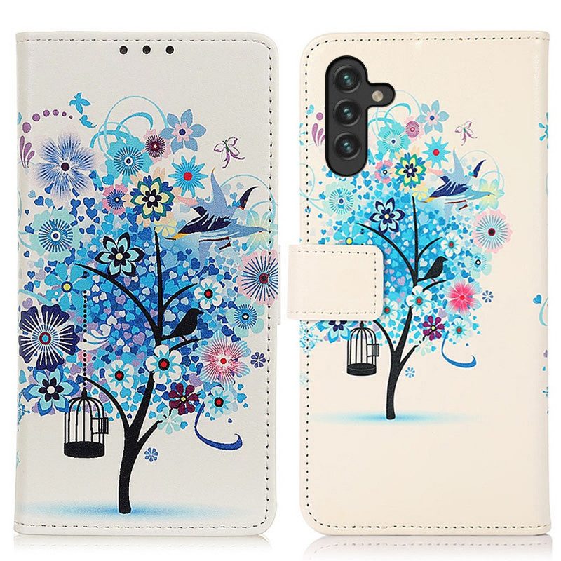 Custodia in pelle Samsung Galaxy A13 5G / A04s Albero In Fiore