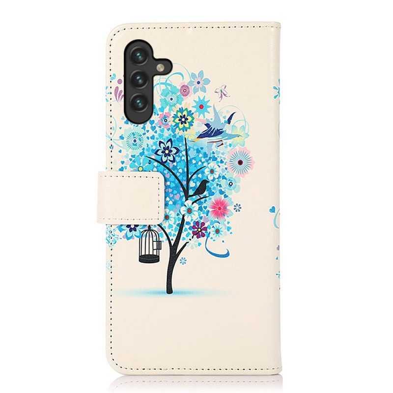 Custodia in pelle Samsung Galaxy A13 5G / A04s Albero In Fiore