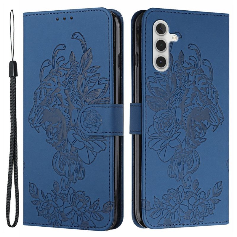 Custodia in pelle Samsung Galaxy A13 5G / A04s Barocco Strappy Tiger