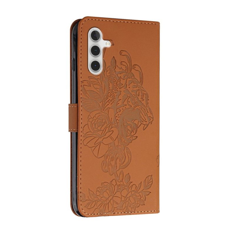Custodia in pelle Samsung Galaxy A13 5G / A04s Barocco Strappy Tiger