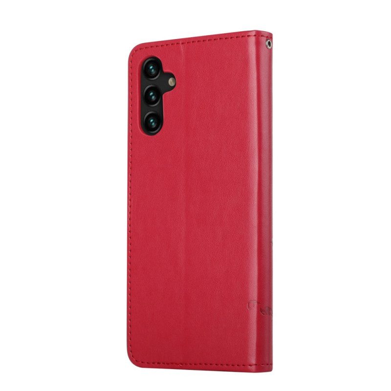 Custodia in pelle Samsung Galaxy A13 5G / A04s Cinturino Fiori