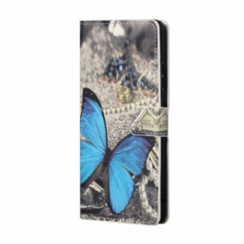 Custodia in pelle Samsung Galaxy A13 5G / A04s Farfalla Blu
