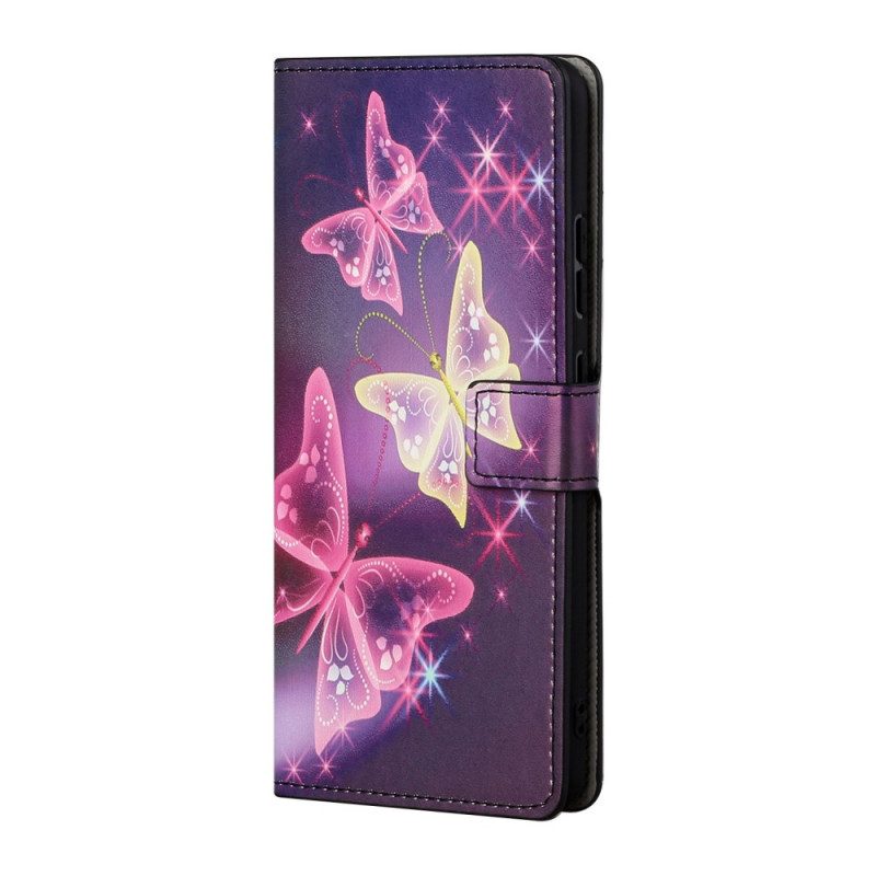Custodia in pelle Samsung Galaxy A13 5G / A04s Farfalle E Fiori