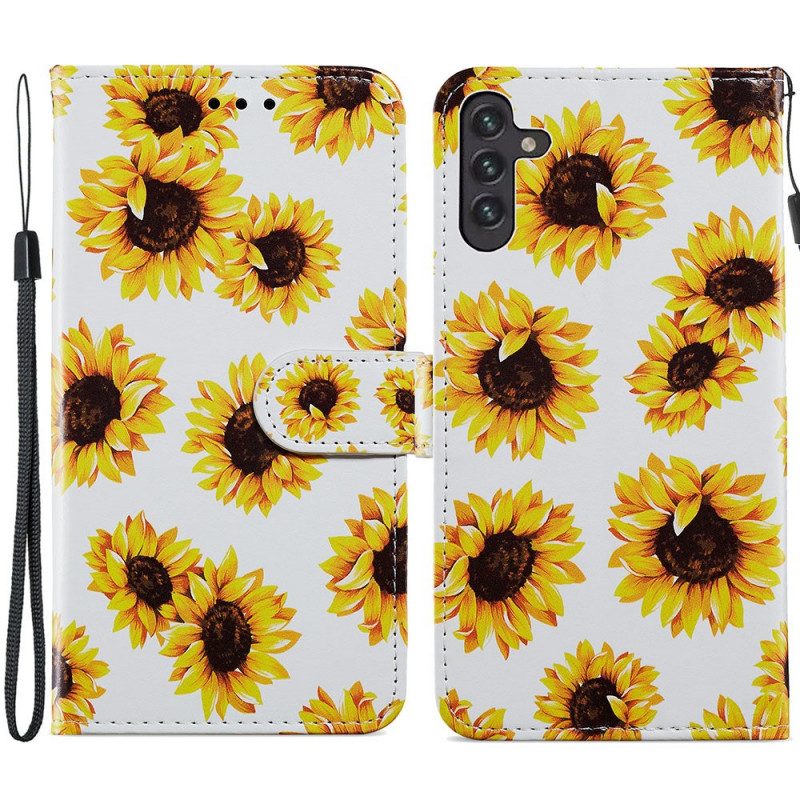 Custodia in pelle Samsung Galaxy A13 5G / A04s Girasoli