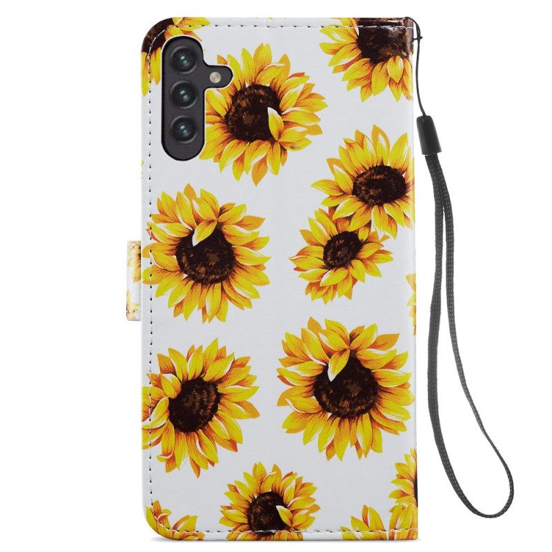 Custodia in pelle Samsung Galaxy A13 5G / A04s Girasoli