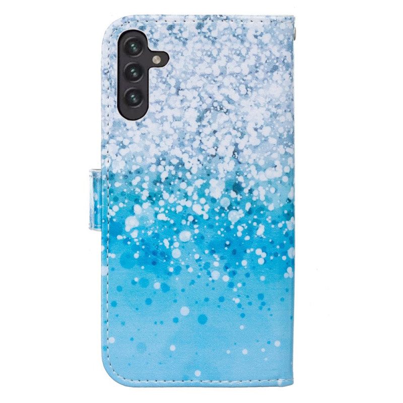 Custodia in pelle Samsung Galaxy A13 5G / A04s Gradiente Di Glitter Blu