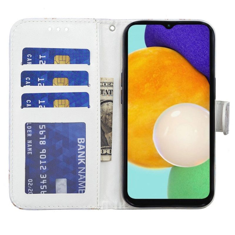 Custodia in pelle Samsung Galaxy A13 5G / A04s Gradiente Di Glitter Blu